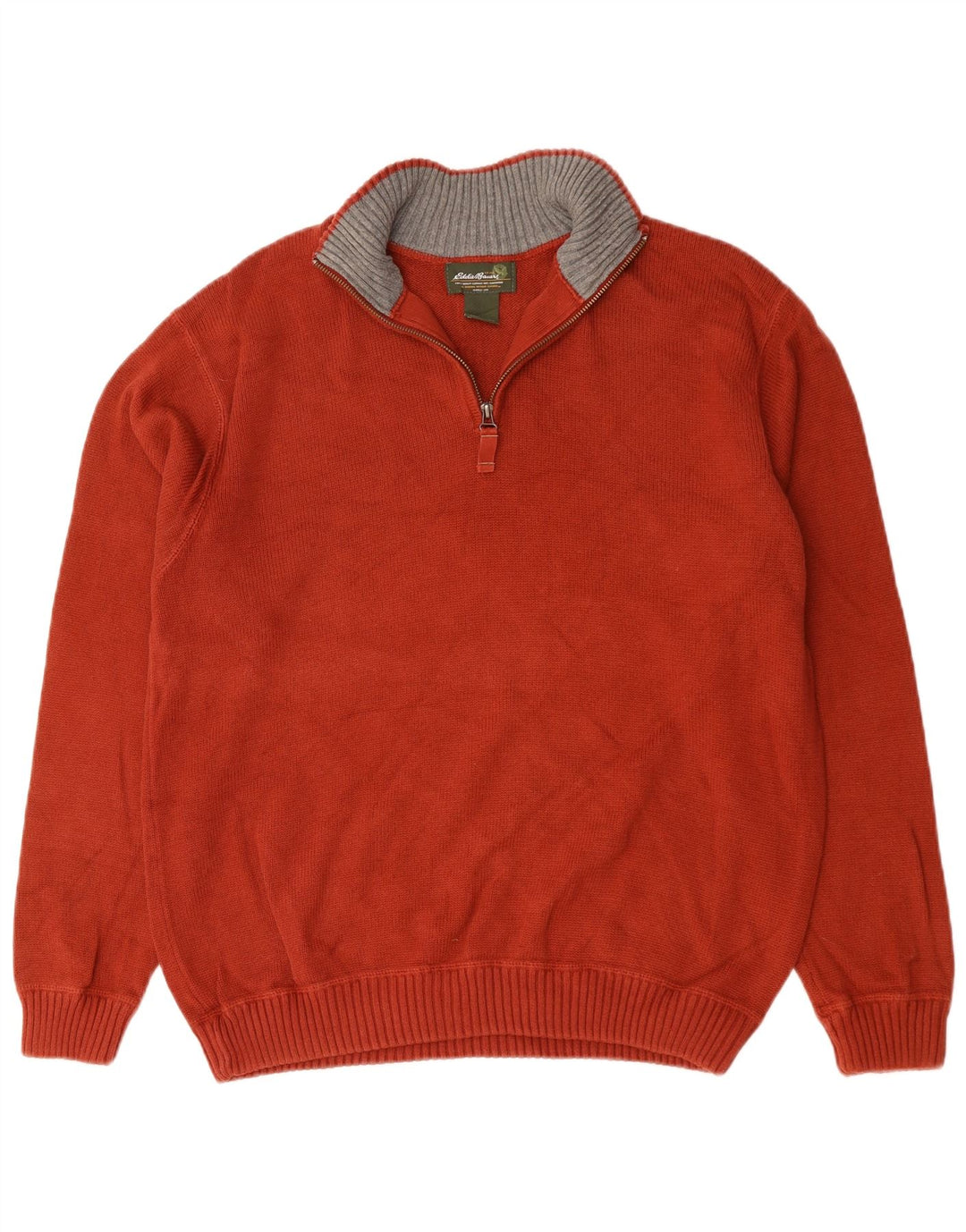 EDDIE BAUER Pull col zippé pour homme en coton rouge Large