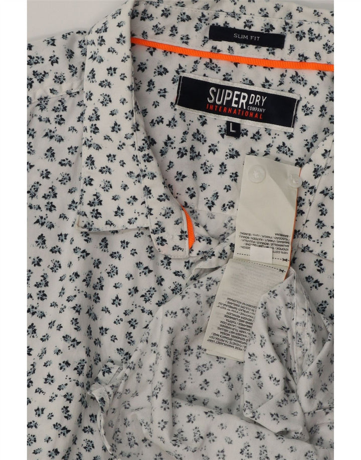 SUPERDRY Chemise Slim Fit Homme Blanc Floral Coton