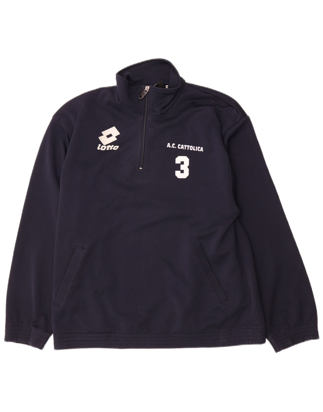 Lotto Sweat-shirt graphique à col zippé pour homme, grand, bleu marine, polyester