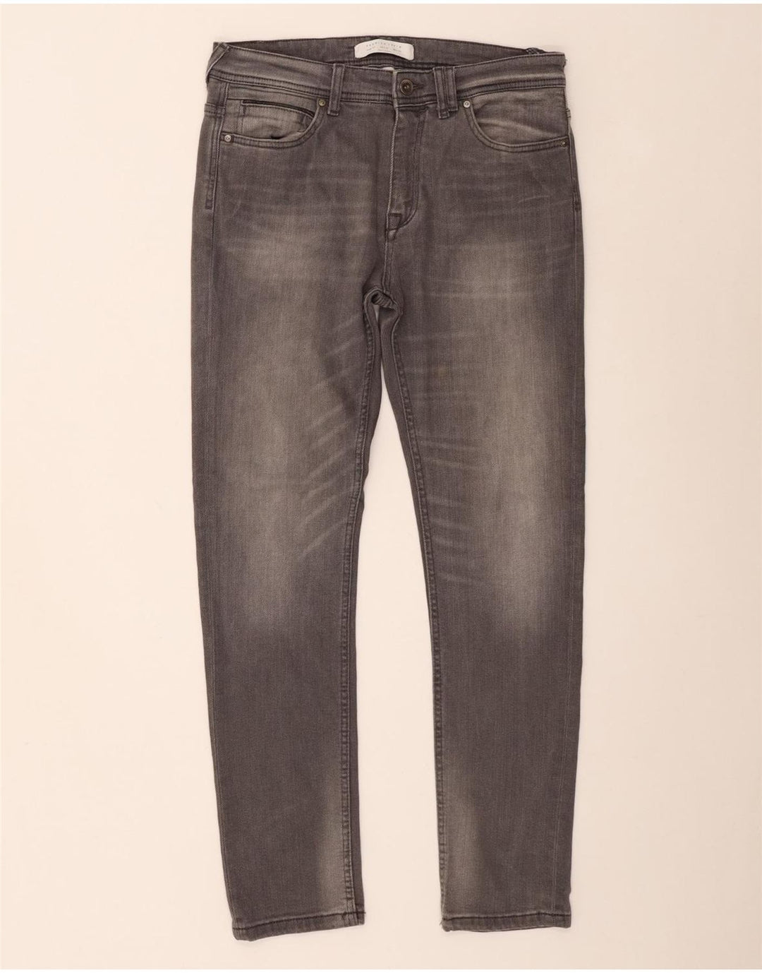Zara Jean Slim Homme EU 42 Large W32 L30 Gris Coton