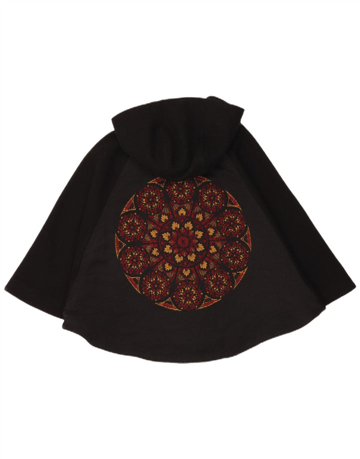 DESIGUAL Manteau Cape à Capuche Femme Taille Unique Laine Florale Noire