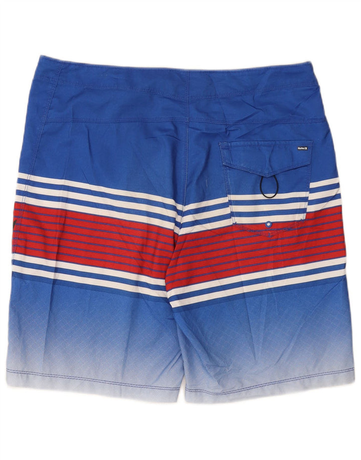Hurley Short de bain graphique pour homme en polyester à rayures bleues