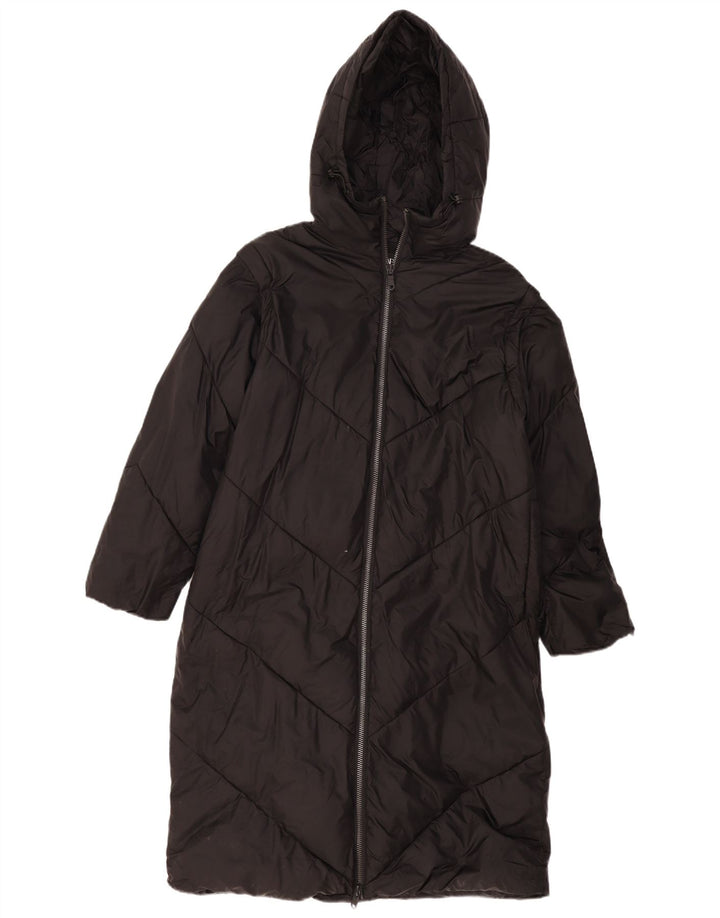 Zara Manteau rembourré à capuche pour femme UK 14 Polyester noir moyen