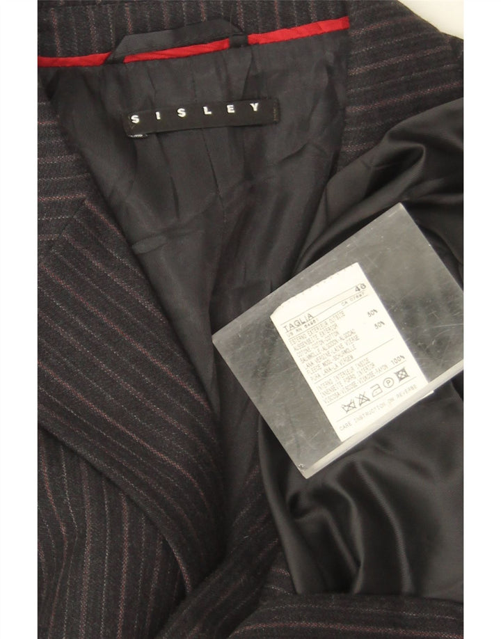 Sisley Veste Blazer 3 Boutons Homme IT 46 Petit Gris Coton Rayé