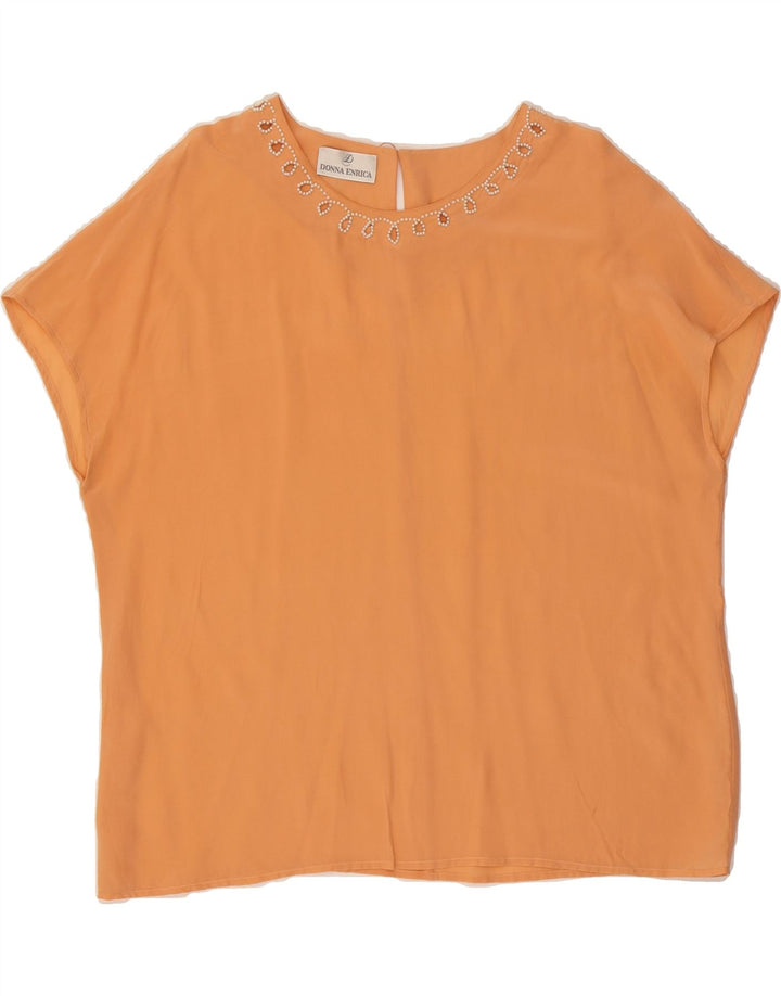 DONNA ENRICA Womens Blouse Top UK 16 Large Orange Vintage Donna Enrica and Second-Hand Donna Enrica from Messina Hembry 