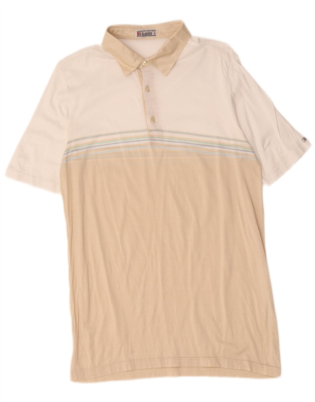 Baila Polo Homme Petit Coton Colorblock Beige