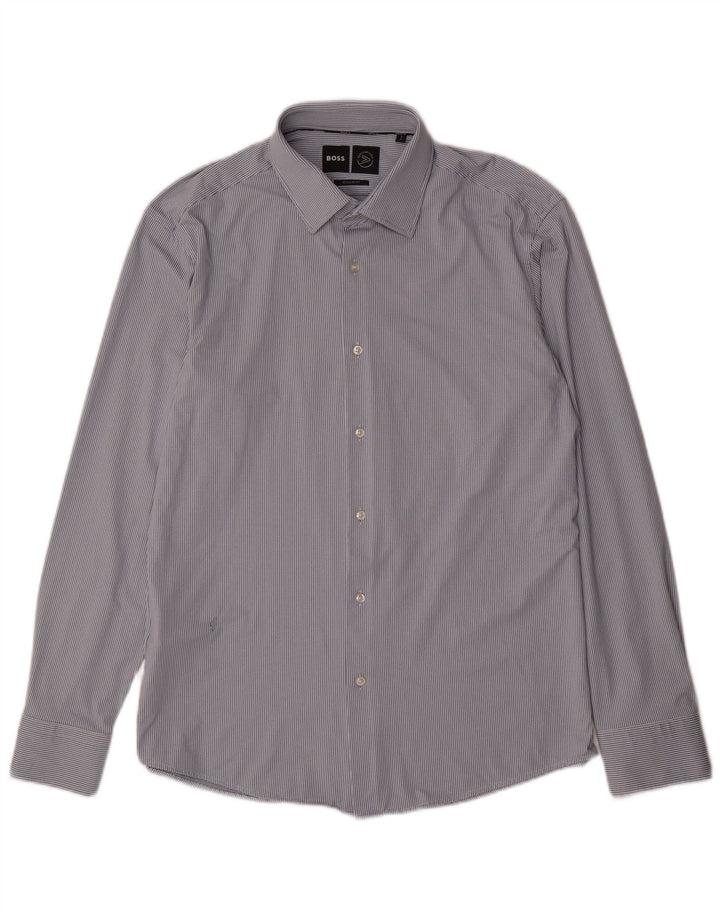 Hugo Boss Chemise coupe régulière pour homme Taille 41 16 Grand Polyamide tacheté bleu