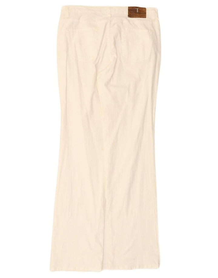 TRUSSARDI Pantalon décontracté droit pour homme IT 47 Small W31 L33 Blanc Coton