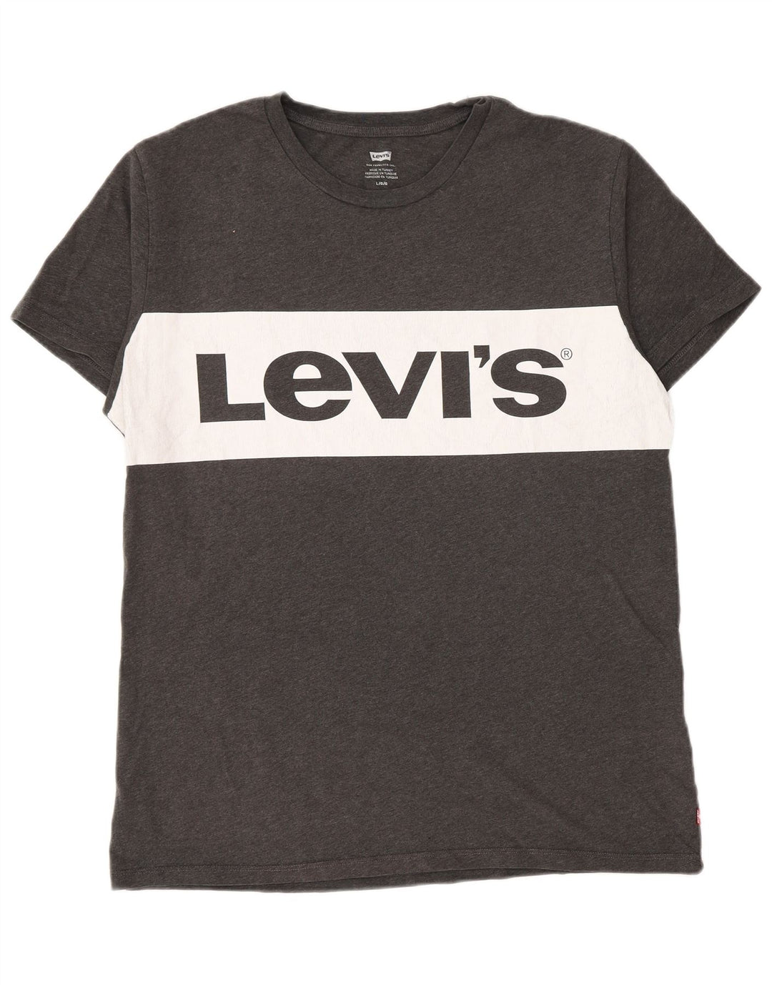 Levi's Graphic T-Shirt Top Large Homme Gris Colorblock Coton