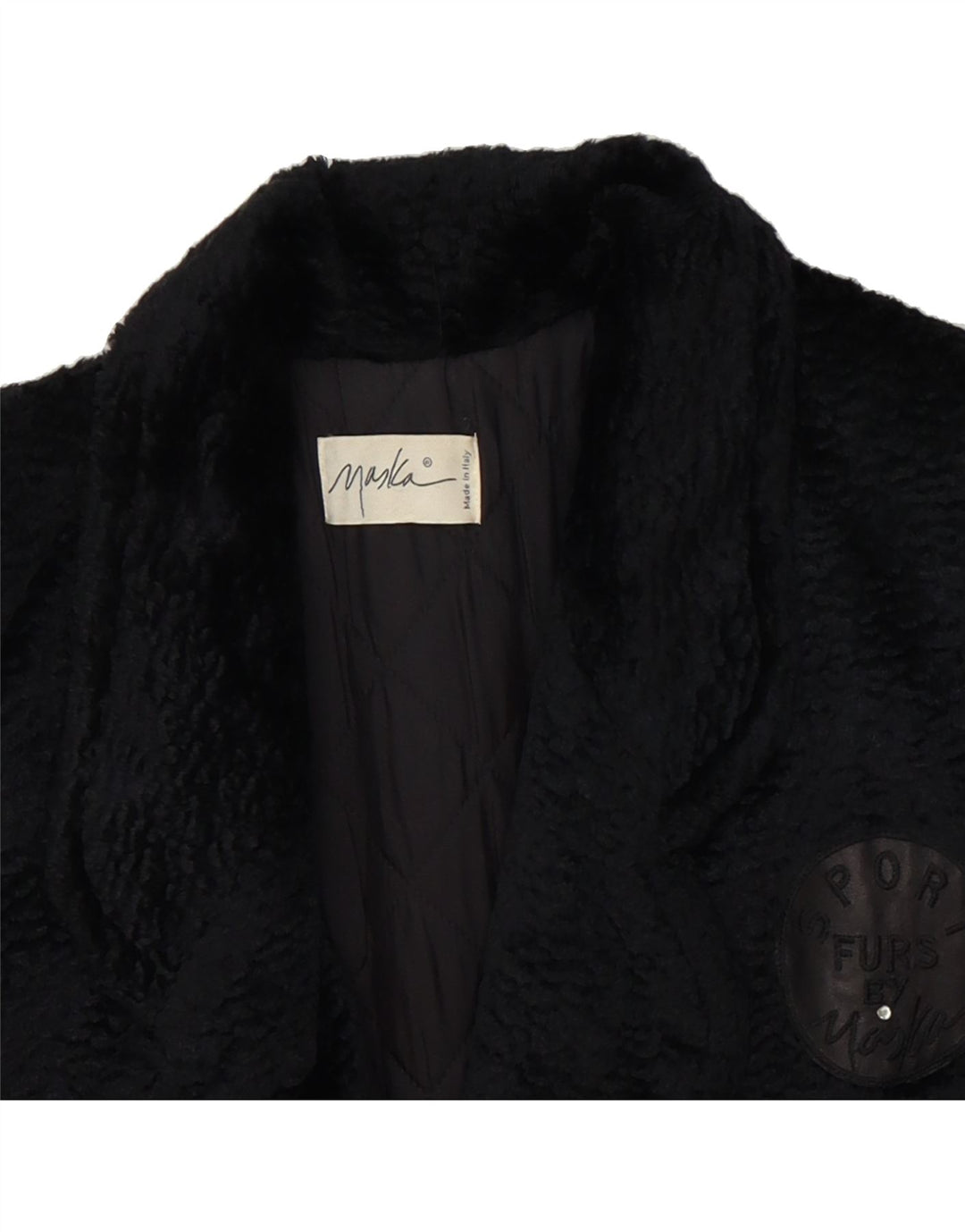 MASKA Womens Overcoat IT 44 Medium Black Viscose Vintage Maska and Second-Hand Maska from Messina Hembry 