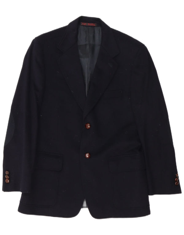 vintage Homme 2 Bouton Blazer Veste IT 48 Moyenne Bleu Marine Laine Vierge