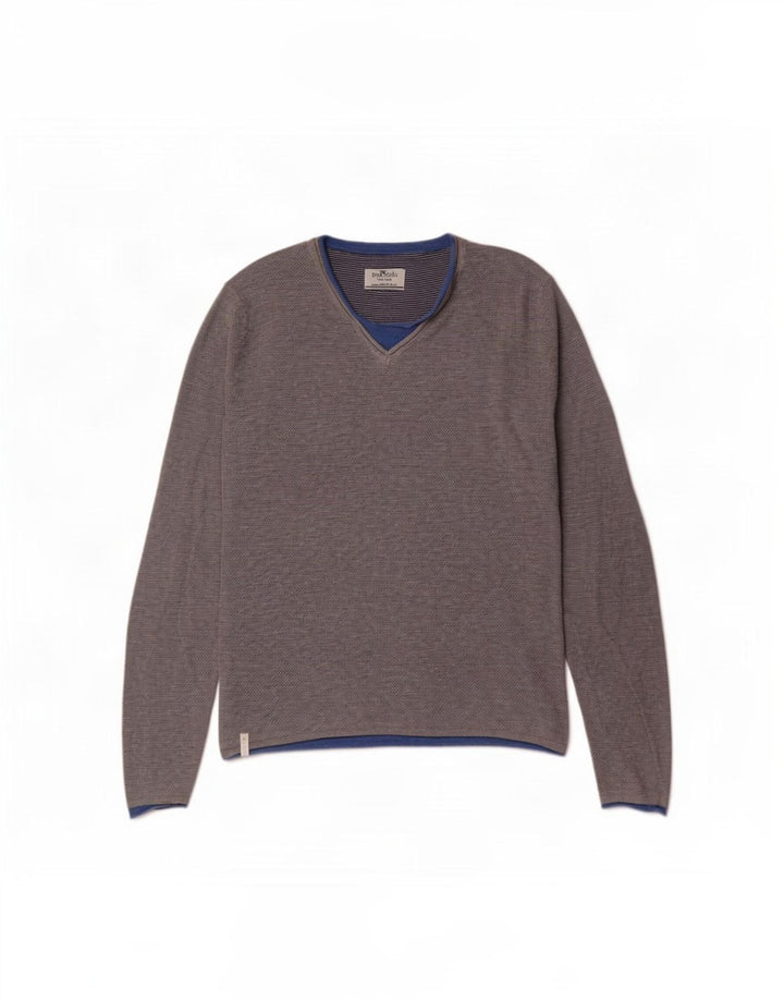 Fred Mello Pull Col V Homme Gris Moyen