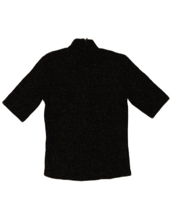 Zara Femme Chemisier Top UK 10 Petit Polyester Moucheté Noir