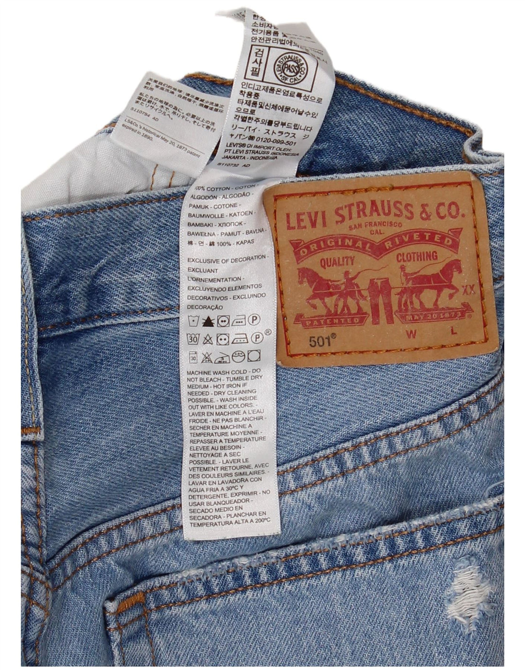LEVI'S Short en jean vieilli 501 W27 pour femme en coton bleu petit