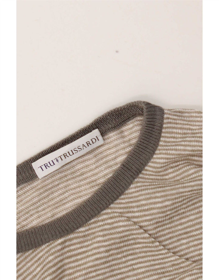 Trussardi Pull Col Rond Homme Large Gris Argyle/Diamant