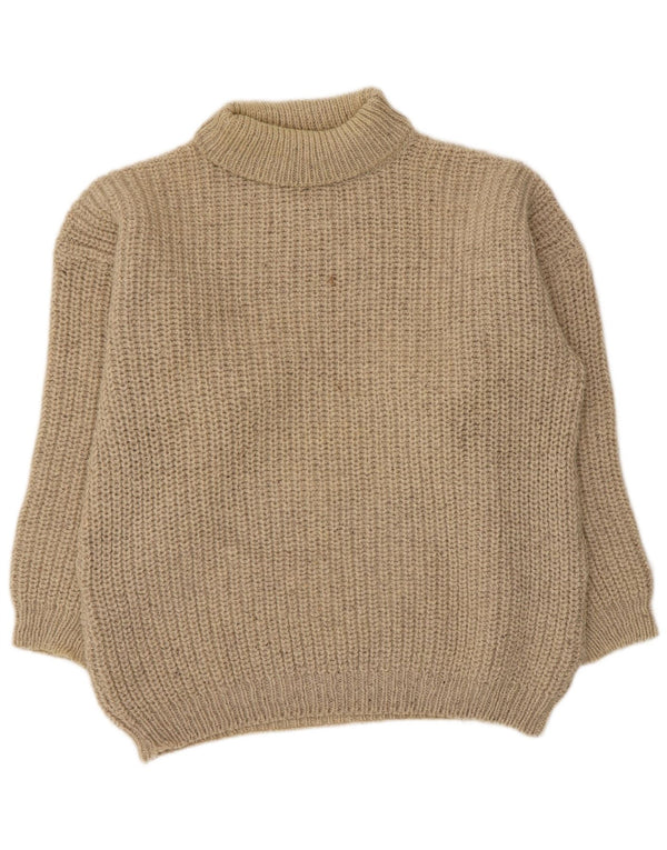 vintage Mens Roll Neck Jumper Pull Grand Beige