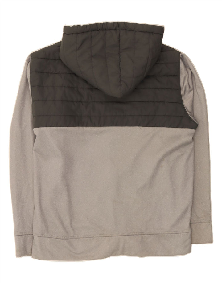 REEBOK Mens Zip Hoodie Sweater Medium Grey Colourblock Polyester Vintage Reebok and Second-Hand Reebok from Messina Hembry 