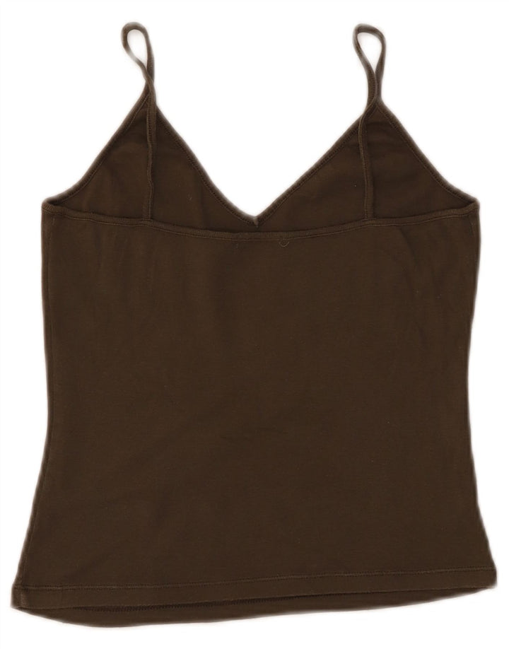 BENETTON Femmes Crop Cami Top UK 4 XS Kaki
