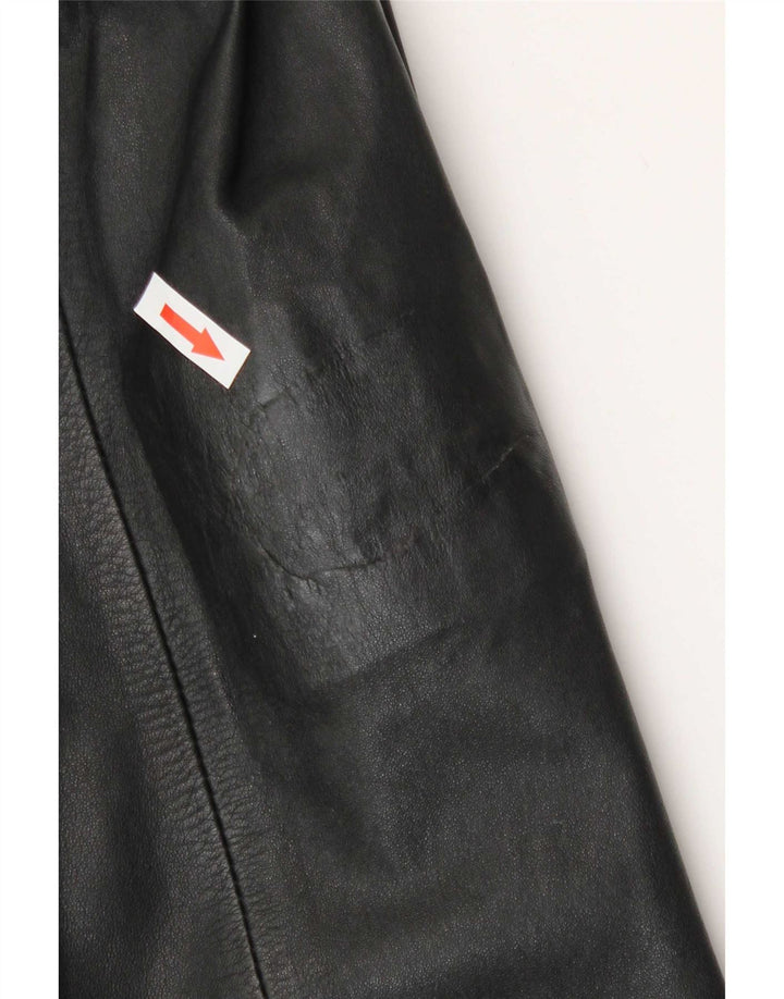 manteau en cuir militaire femme vintage UK 14 Noir Moyen