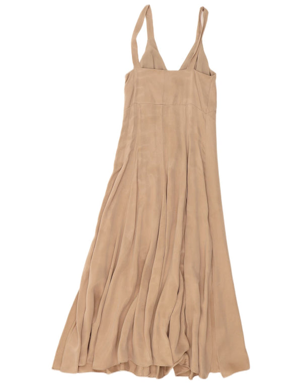 Massimo Dutti Robe longue sans manches pour femme EU 34 2XS Beige Polyester