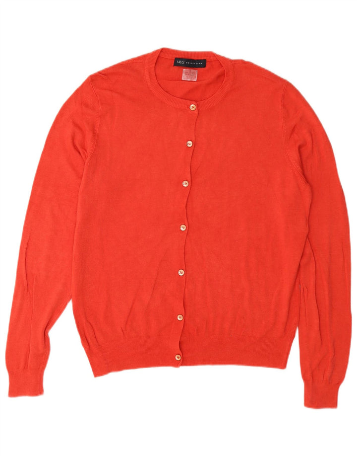 Marks & Spencer Pull Cardigan Coupe Régulière pour Femme UK 12 Coton Rouge Moyen
