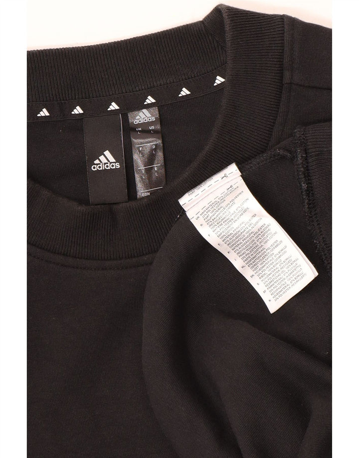 Adidas Sweat-shirt pour homme en coton noir Taille L