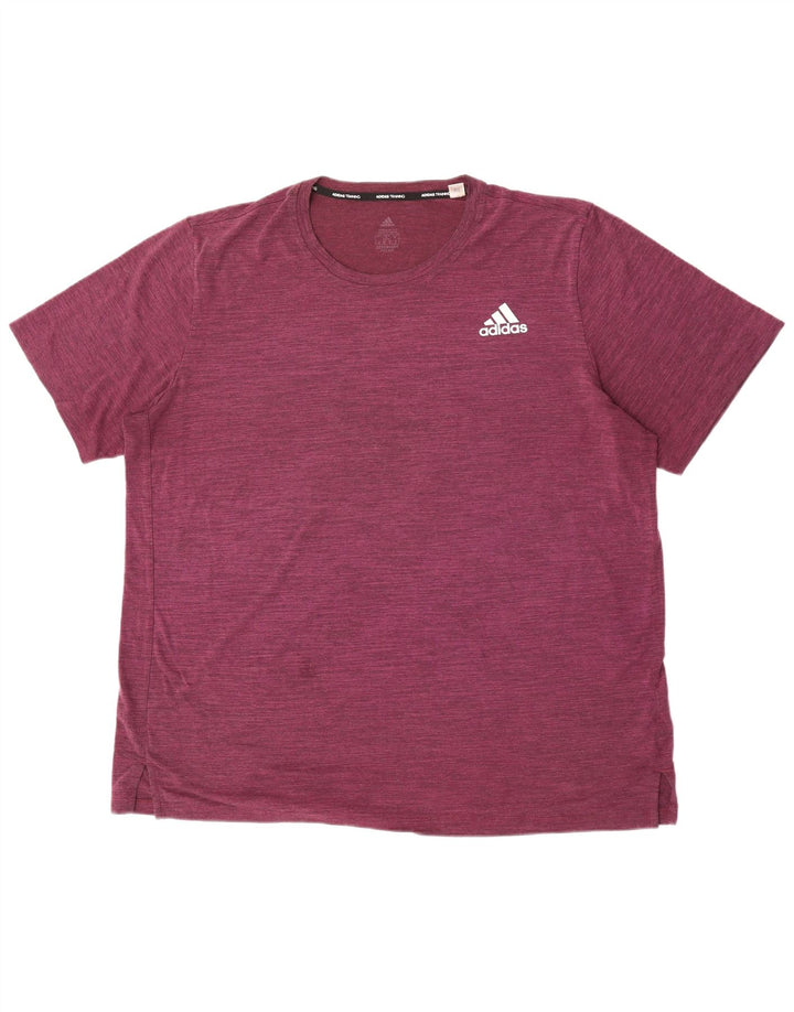 Adidas T-Shirt Homme Top XL Bordeaux Moucheté Polyester