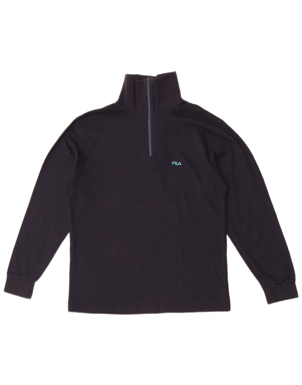Fila Haut à col zippé à manches longues pour homme IT 46 Small Bleu marine Coton