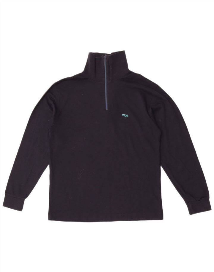 Fila Haut à col zippé à manches longues pour homme IT 46 Small Bleu marine Coton
