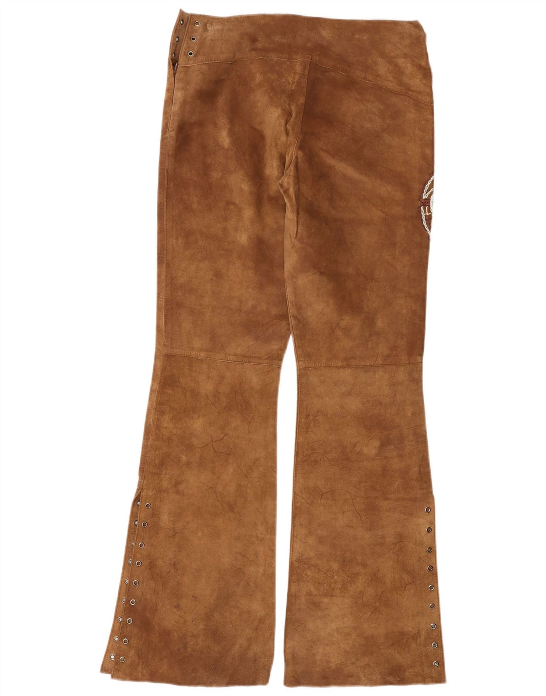 Pantalon en daim bootcut femme vintage moyen W30 L33 cuir marron