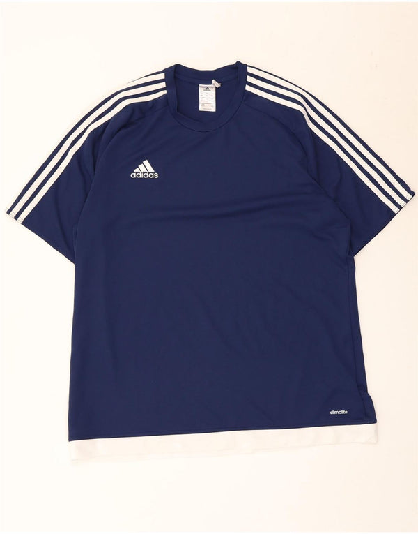 Adidas Mens Climalite T-Shirt Top XL Navy Blue Colourblock Polyester