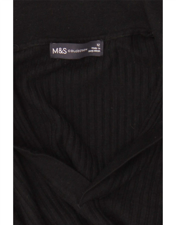 Marks & Spencer Pull court à col polo pour femme UK 12 Noir moyen