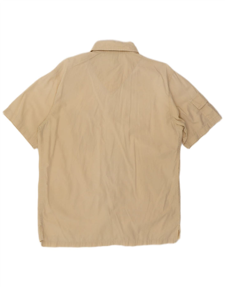 Ellesse Chemise à manches courtes pour hommes Large Beige Coton
