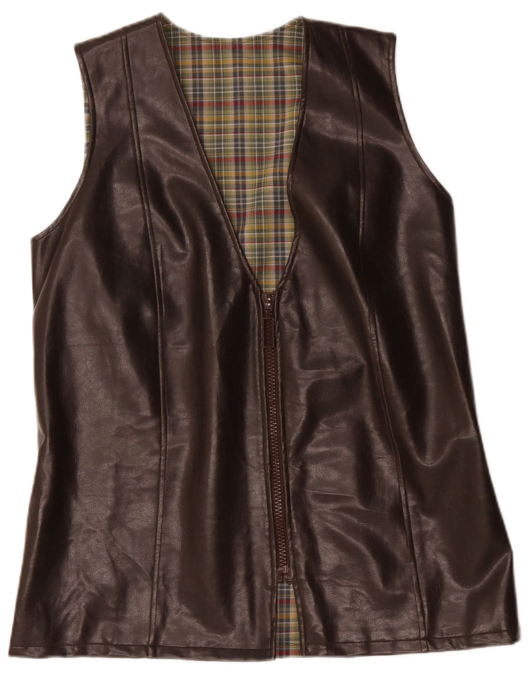 gilet en cuir homme vintage UK 38 Cuir brun moyen