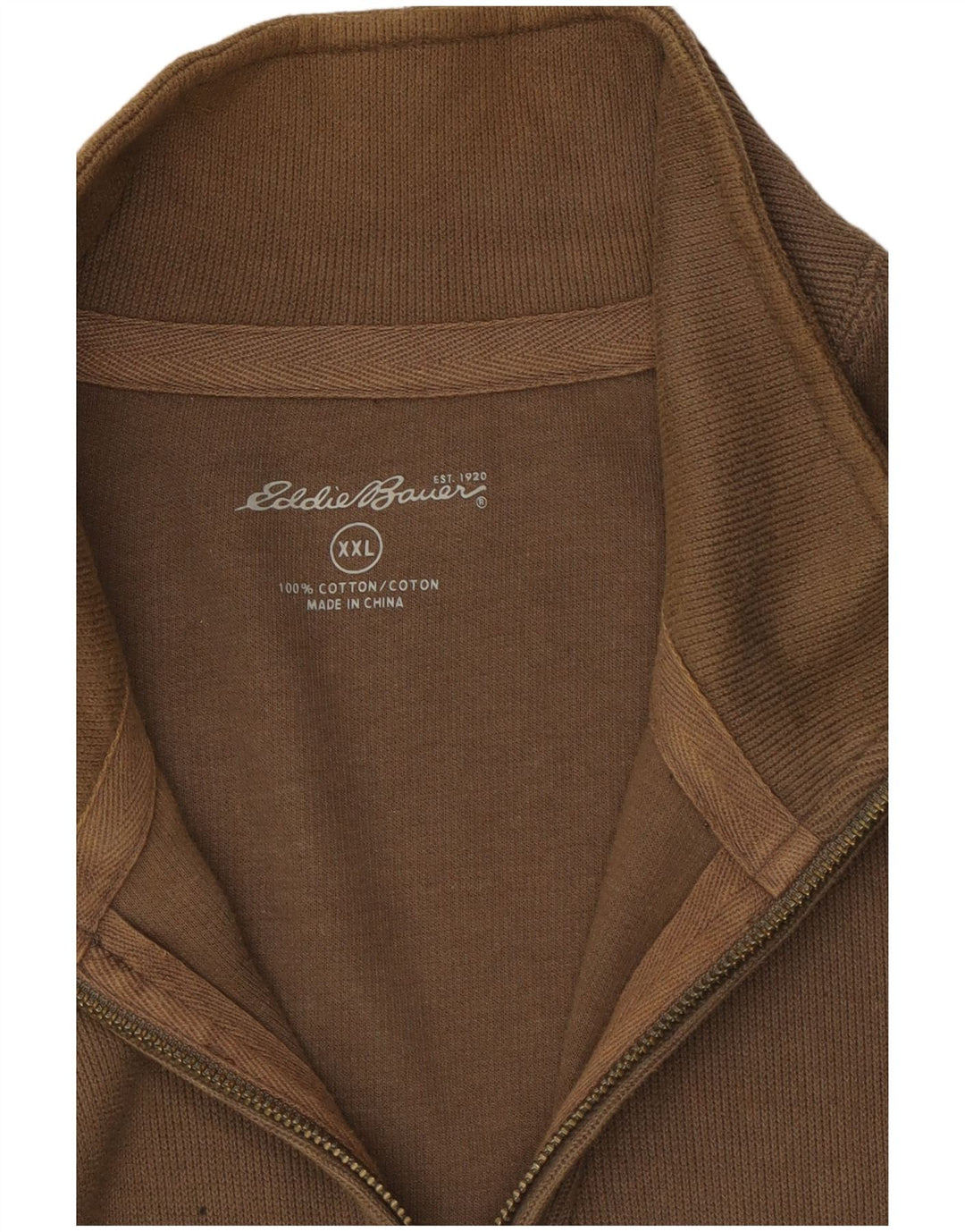 Eddie Bauer Pull à col zippé pour homme 2XL en coton marron