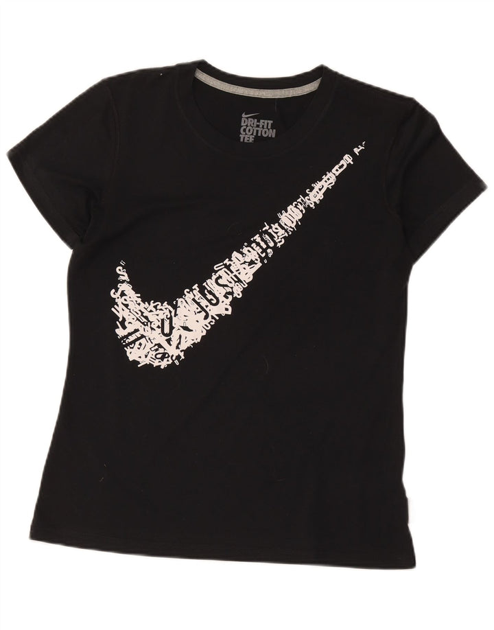 Nike Dri Fit Graphic T-shirt pour femme UK 14 Noir moyen