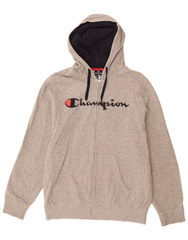 Champion Pull à capuche zippé graphique pour homme, grand gris moucheté