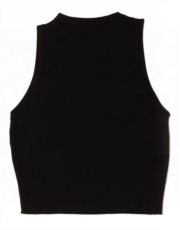 Zara Womens Crop Vest Top UK 12 Medium Black