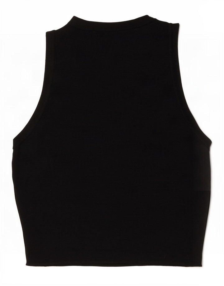 Zara Womens Crop Débardeur UK 12 Moyen Noir