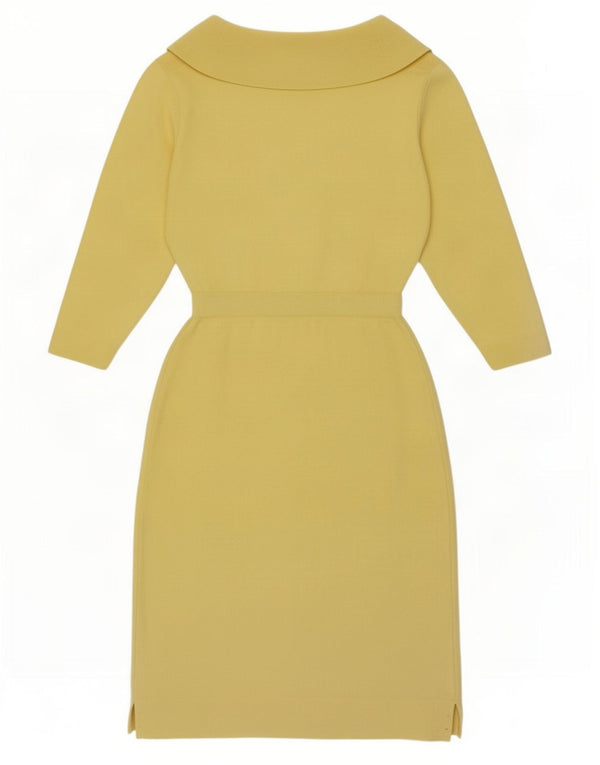 Robe pull femme vintage UK 12 laine jaune moyen