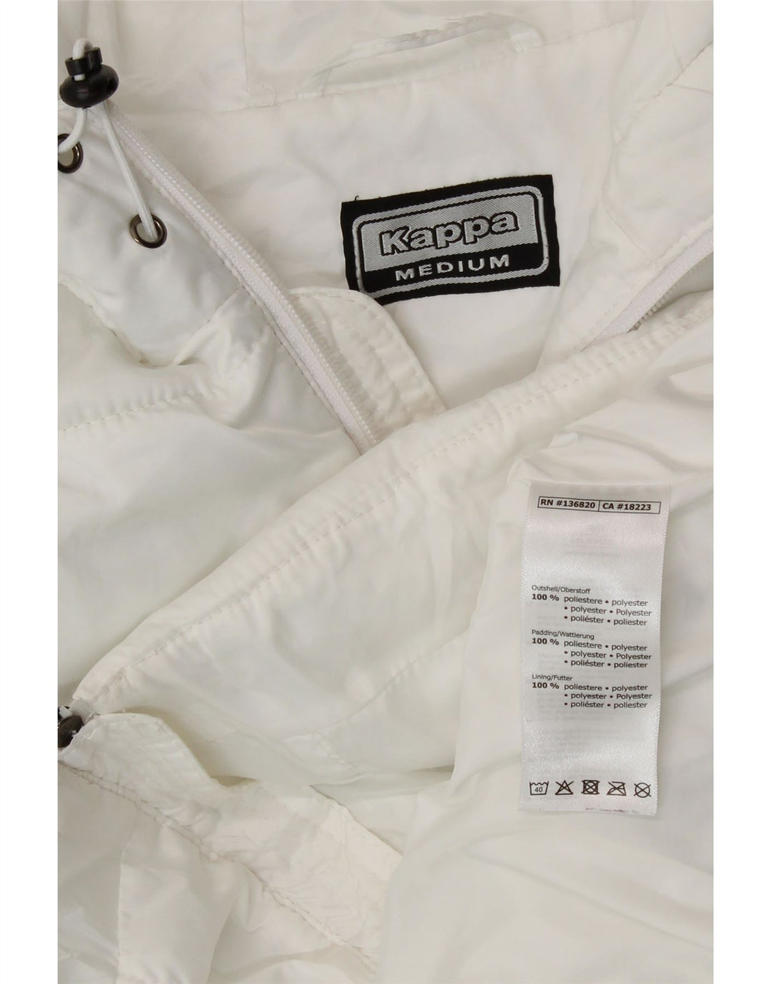 Kappa Gilet long rembourré à capuche pour femme UK 12 Medium Blanc Polyester