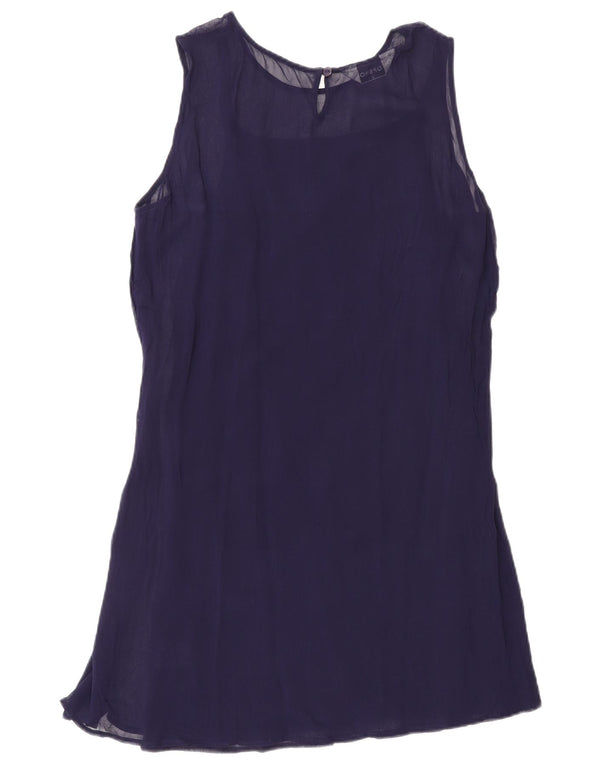 Topshop Robe droite sans manches pour femme UK 42 Bleu marine moyen Viscose