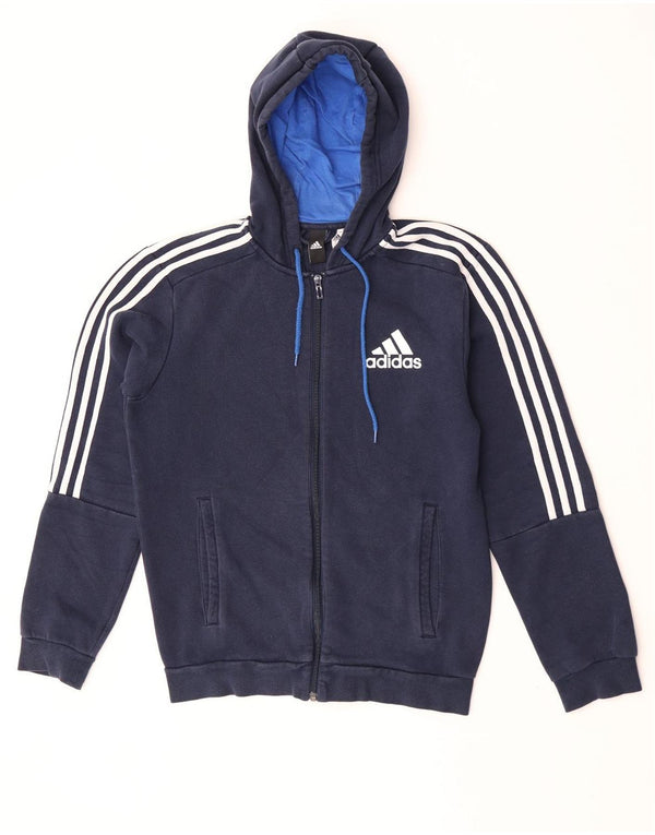 Adidas Pull à capuche zippé pour homme Petit coton bleu marine