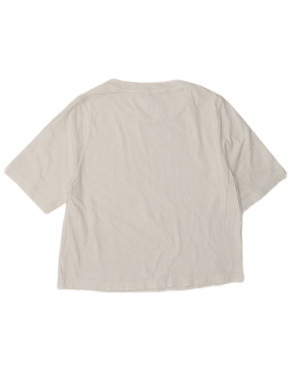 Benetton T-Shirt Femme Top UK 14 Coton Blanc Moyen