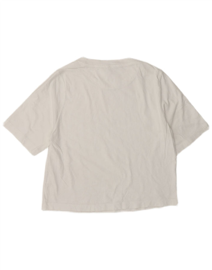 Benetton T-Shirt Femme Top UK 14 Coton Blanc Moyen