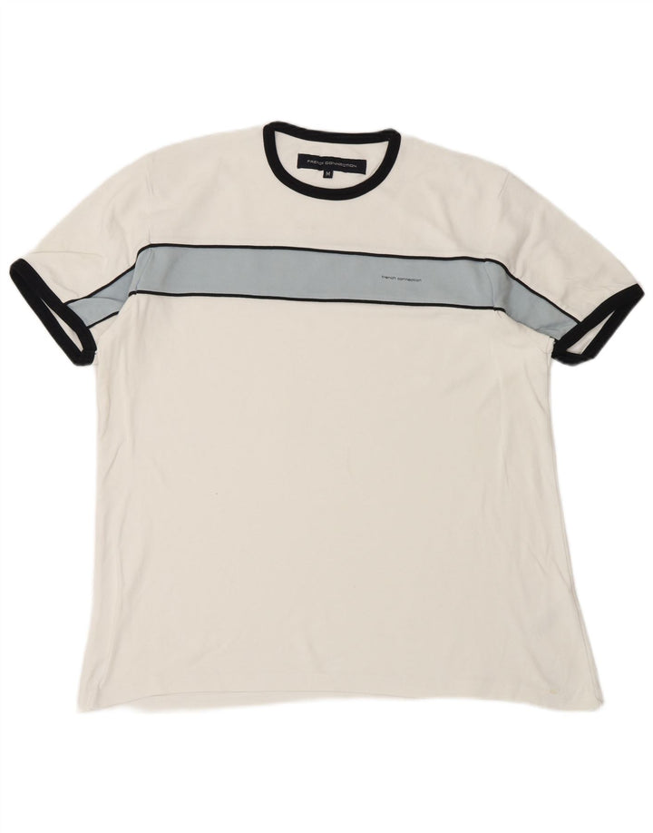 French Connection T-Shirt Homme Blanc Moyen Coton Colorblock