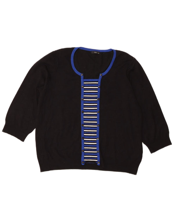 M&Co Pull à manches 3/4 et col bateau pour femme UK 20 2XL Noir rayé
