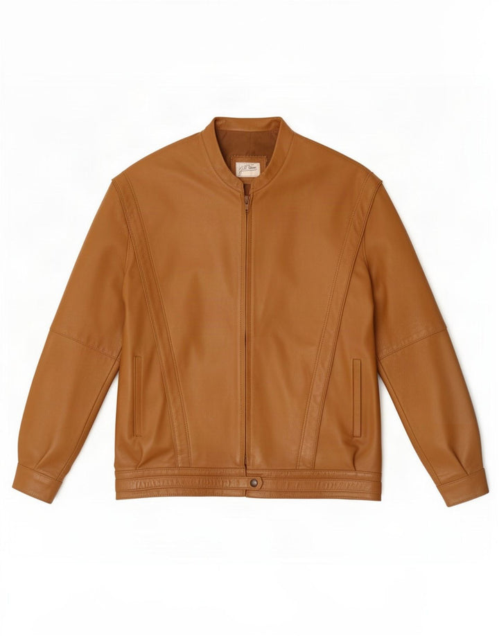 veste en cuir surdimensionnée femme vintage UK 12 Beige moyen
