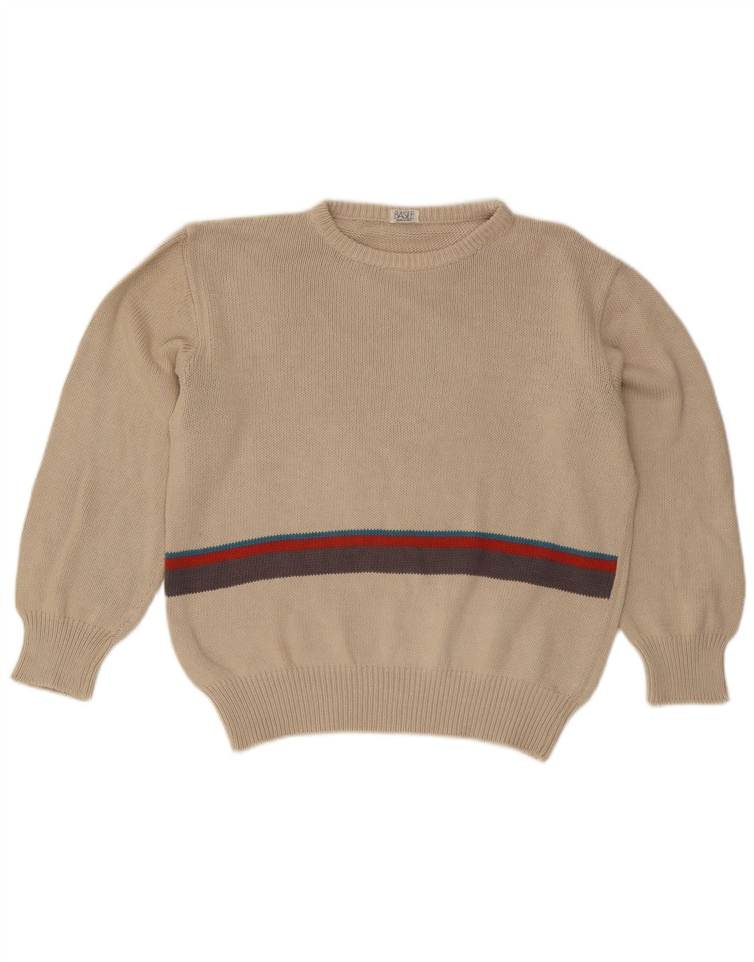 Basile Pull à col rond pour homme en coton color block beige grand