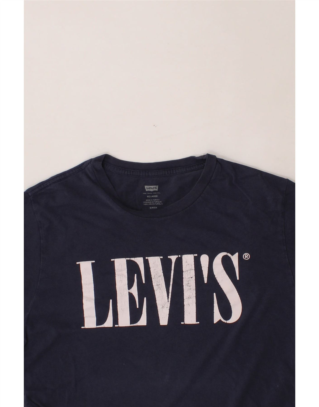LEVI'S Mens Relaxed Graphic T-Shirt Top Small Navy Blue Cotton Vintage Levi's and Second-Hand Levi's from Messina Hembry 